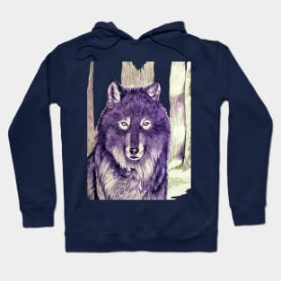 Wolf - blue ink Hoodie